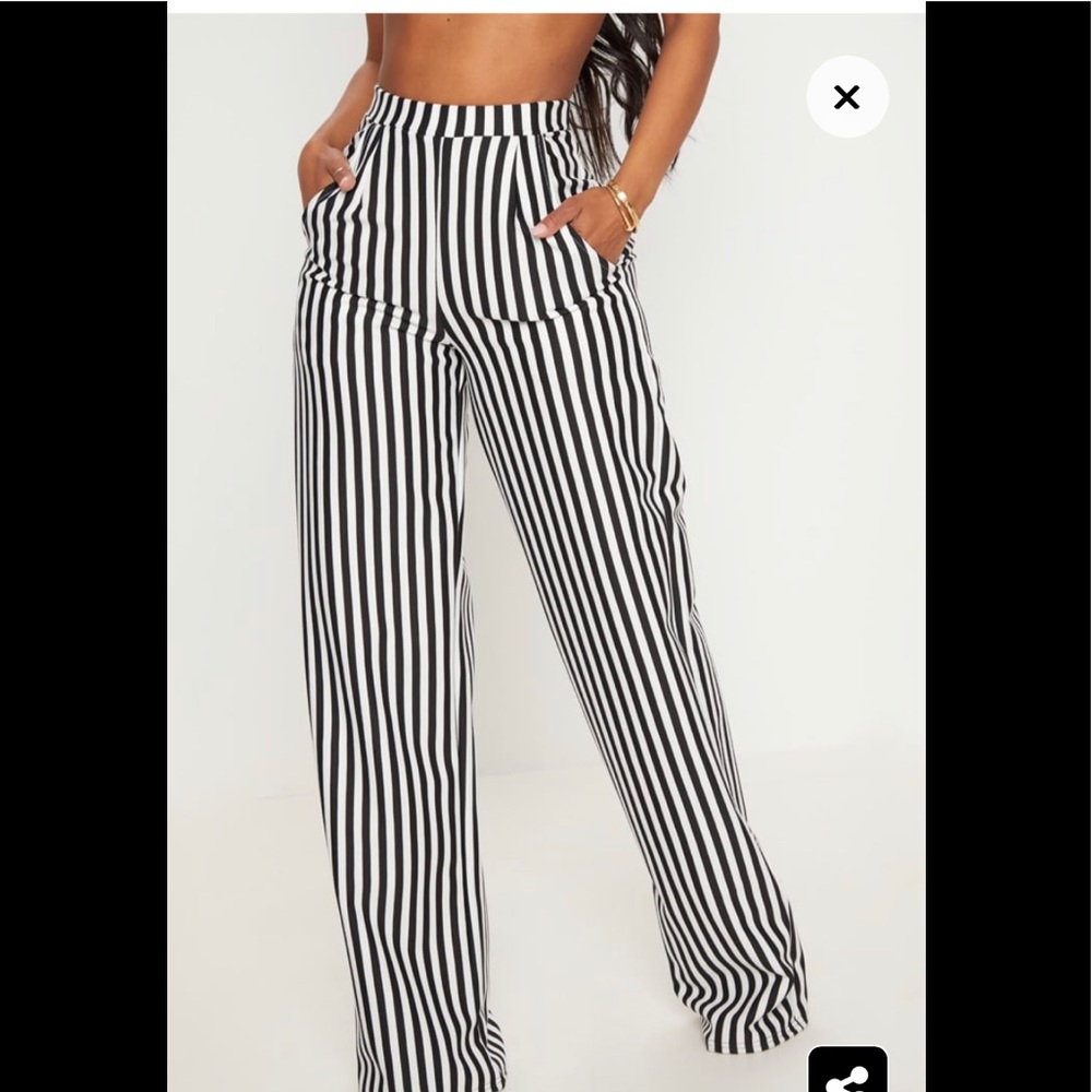 black and white Wide leg pants